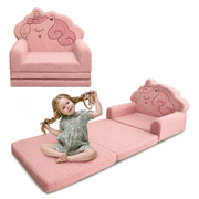 Beavtaens Toddler Couch, Extra Large 53.1" x 23.6" Kids Sofa, 2-in-1 Flip Open Couch, Pink Unicorn