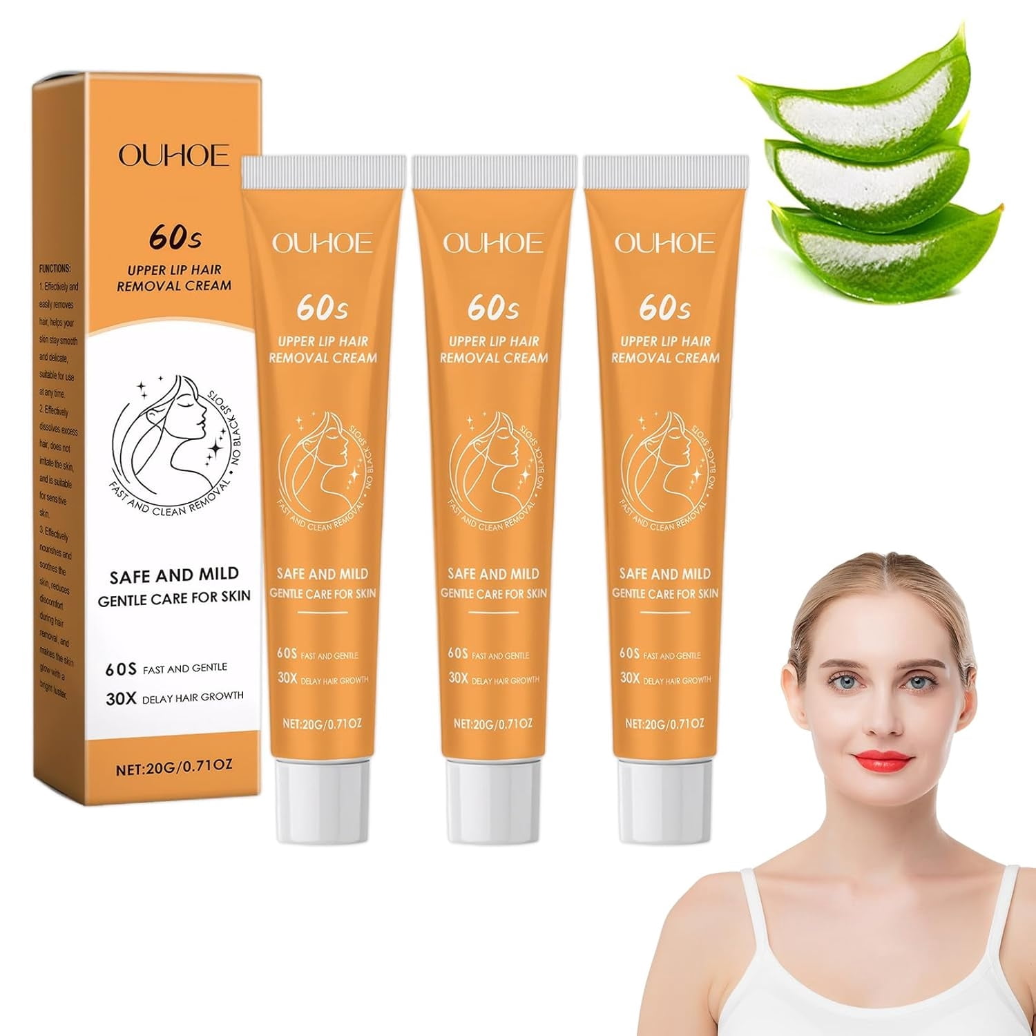 BebGuPack of 3 Hair Removal Cream, Facial Hair Removal Cream, Hair ...
