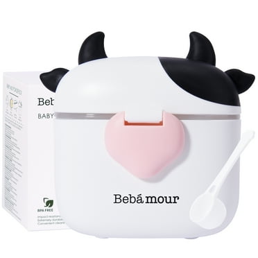 Bebamour Baby Formula Dispenser, BPA Free Portable Milk Powder and Candy Fruit Snack Storage Container with Scoop and Leveller for Travel, 450 ML,Black
