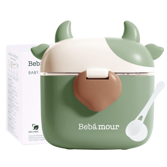 Bebamour Baby Formula Dispenser, BPA Free Portable Milk Powder and Candy Fruit Snack Storage Container with Scoop and Leveller for Travel, 450 ML,Green