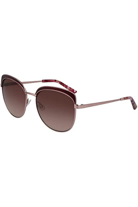 Adult Women's Rose Gold-Tone Metal Round Sunglasses with Top Brow Detail - BB7206-770