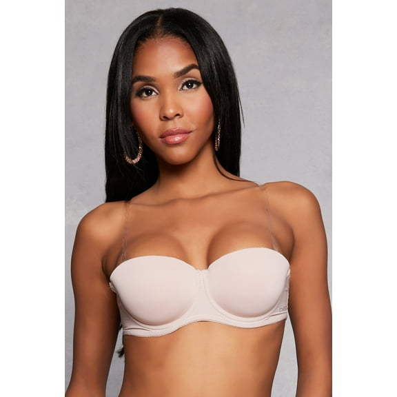 Womens Bebe Clear Back Strap Balconette Bra | Convertible to Strapless