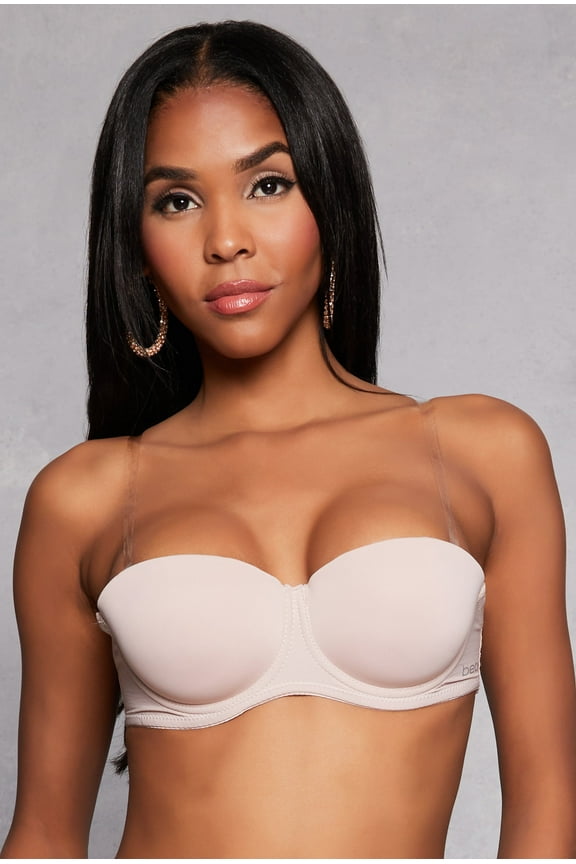 Womens Bebe Clear Back Strap Balconette Bra | Convertible to Strapless