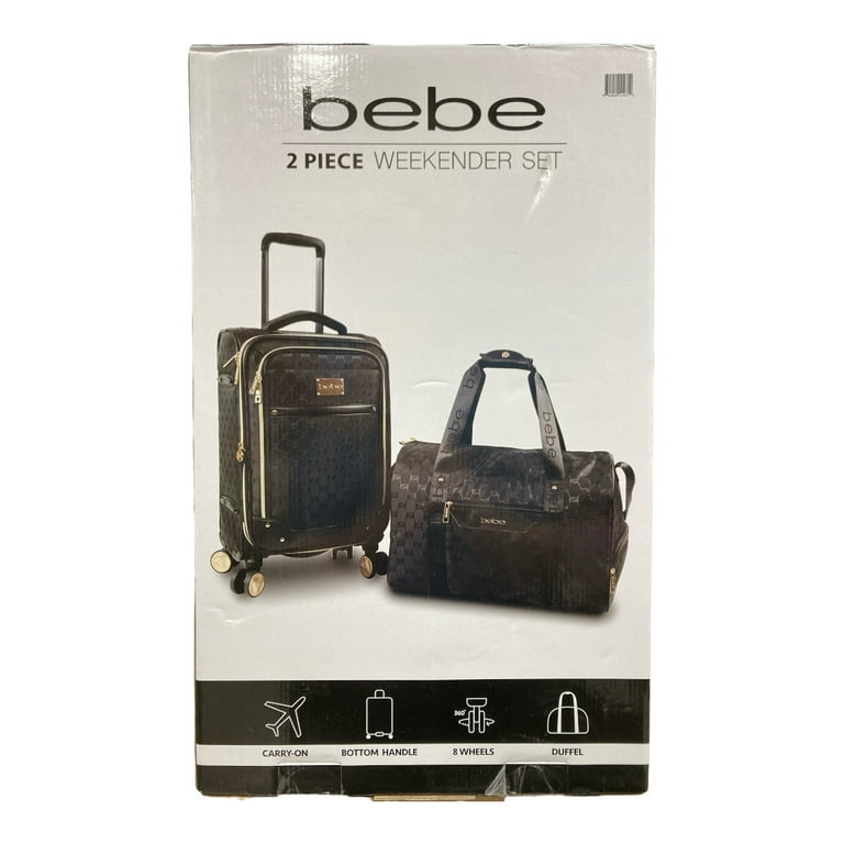 BE BE Expandable Travel Duffel Bag Set, Black, 2-Piece, Carry-On