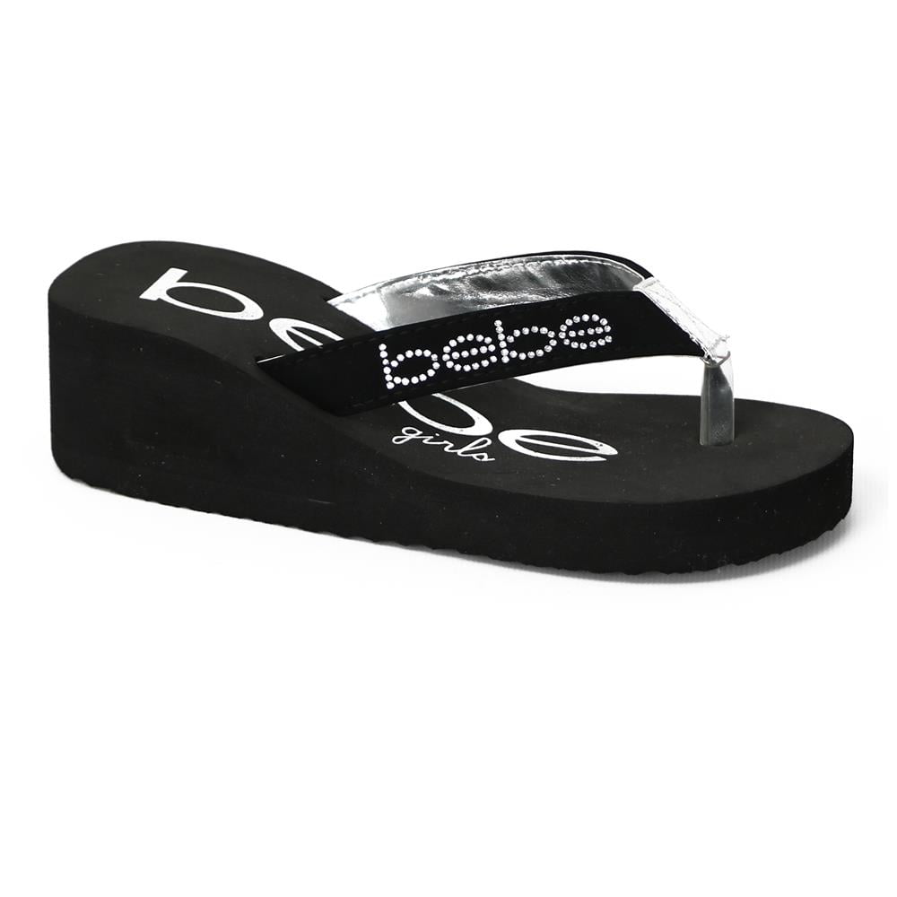 Bebe Girls 11 4 Wedge Flip Flop Sandal Gold 3 Walmart