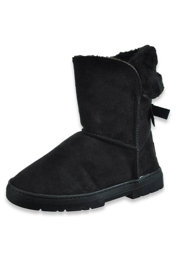 Girls' Faux-Fur Boots, Black, 2 youth