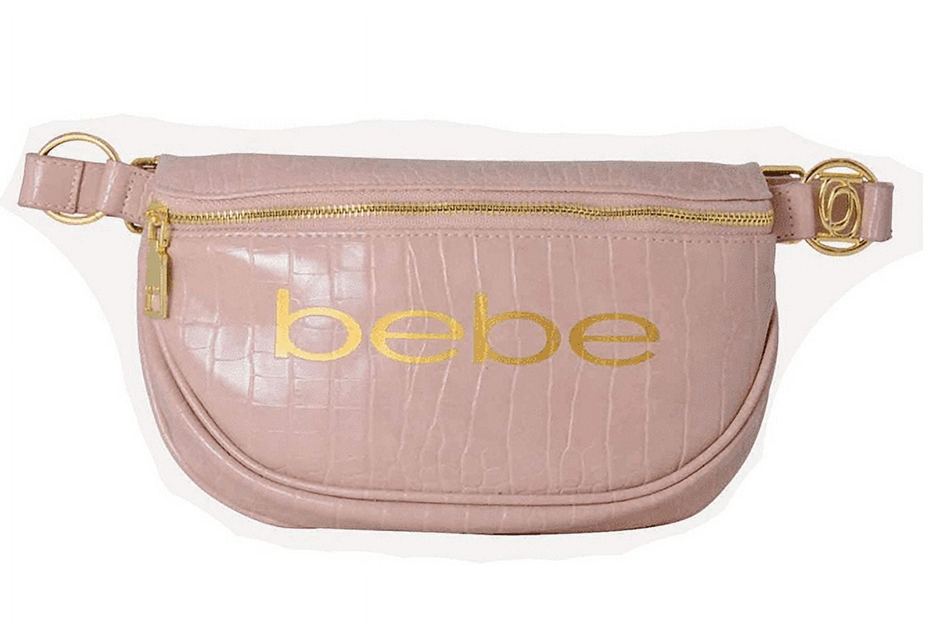 Bebe NEW Josephine Croco Convertible Sling Belt Fanny Pack / Sling Bag  Purse Dusty Pink 