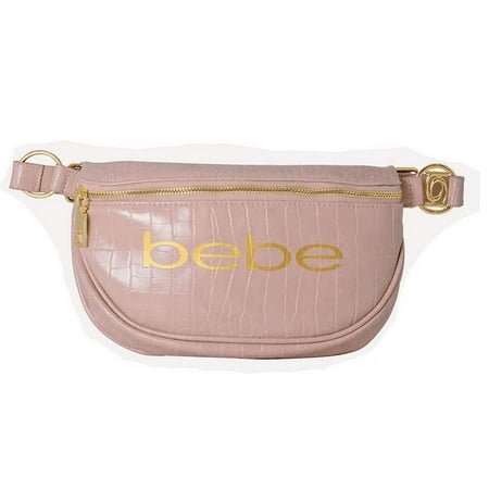 Bebe NEW Josephine Croco Convertible Sling Belt Fanny Pack / Sling Bag Purse Dusty Pink