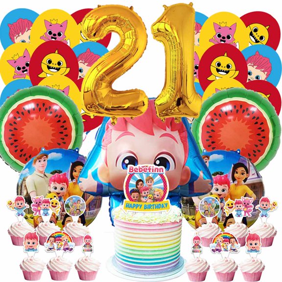 Bebe Playtime Party Supplies 21th Decor Kit Balloons Birthday Cake Topper Decorations