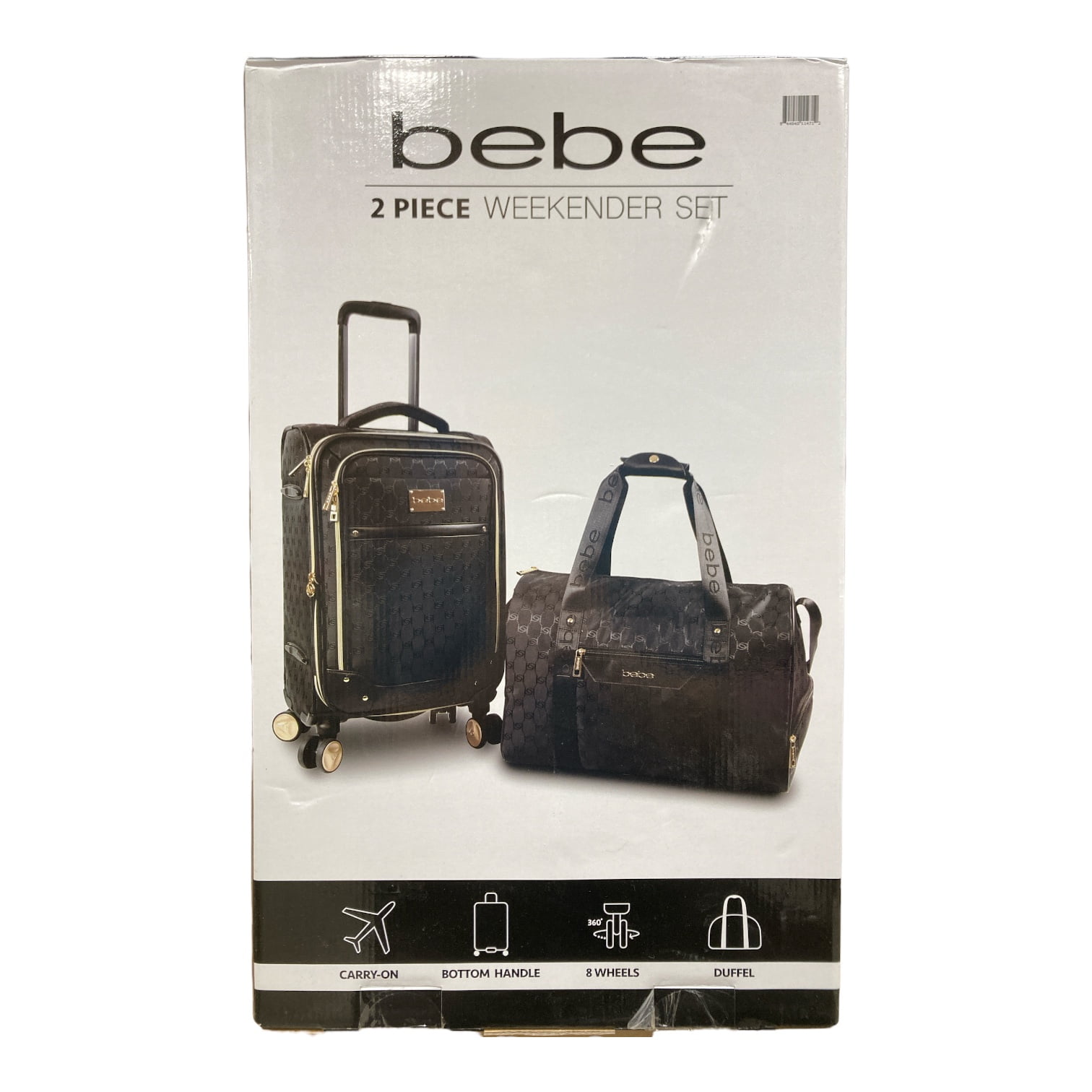 Bebe Expandable Travel Duffel Bag Set Black 2 Piece