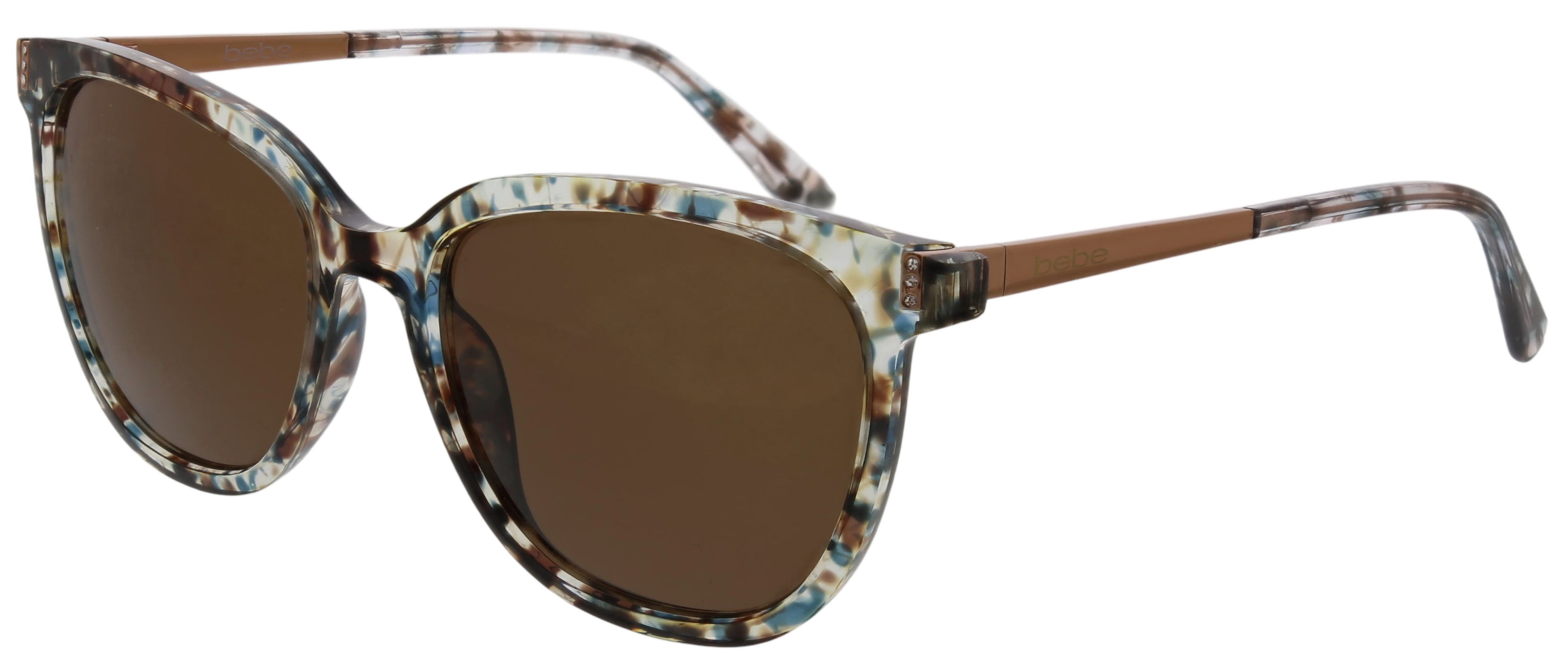 Bebe Women's Confetti Blue Rounded Square Sunglasses with Case