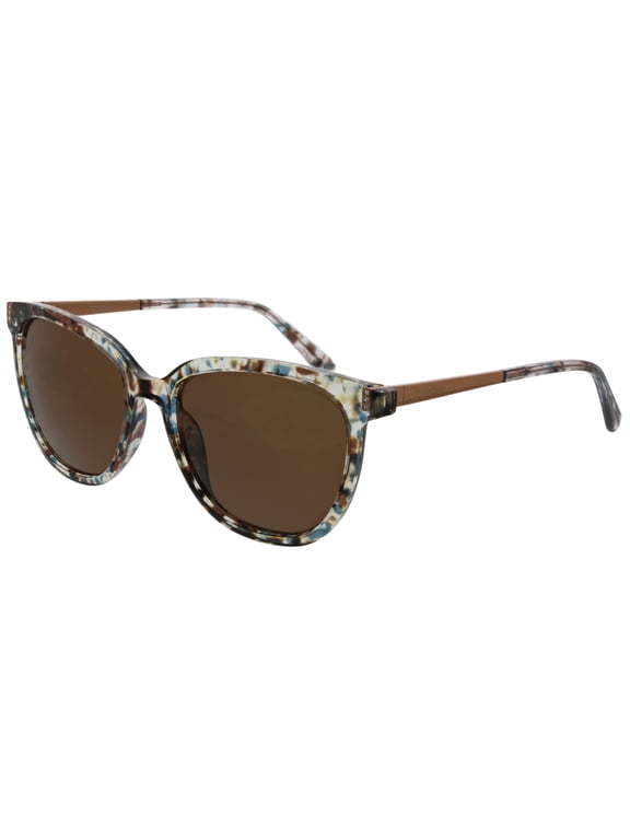 Women's Rounded Square Sunglasses with Case, Confetti Blue