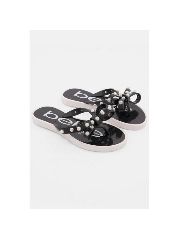 Girls Slip On Slipper, Black Flat Heel, Size 2/3