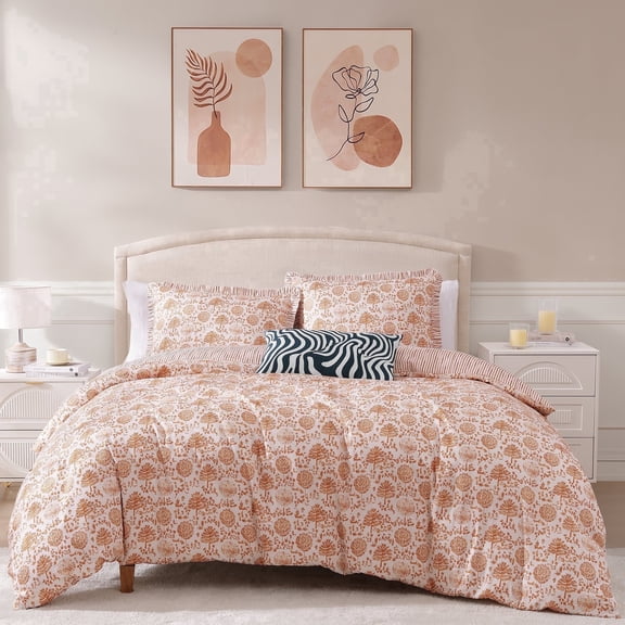 BebeTeen by Bebejan Clay Trees Reversible Comforter Set, 100% Cotton Sateen