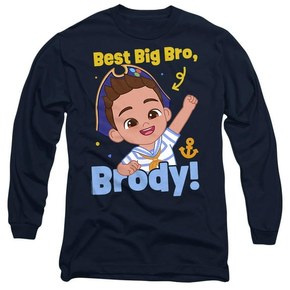 Bebefinn Best Big Bro Brody Unisex Adult Long-Sleeve T Shirt, Navy, Medium