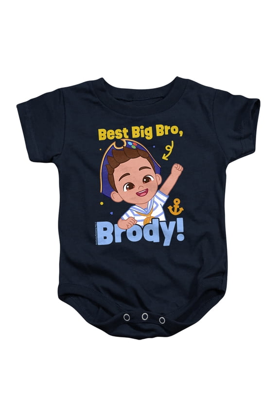 Best Big Bro Brody Unisex Infant Snap Suit for Baby, Navy, X-Large