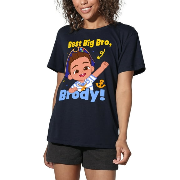 Bebefinn Best Big Bro Brody Women's Loose T-Shirt, Navy, Large