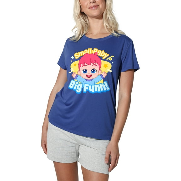 Bebefinn Small Baby Big Fun Women's Loose T-Shirt, Royal, Small
