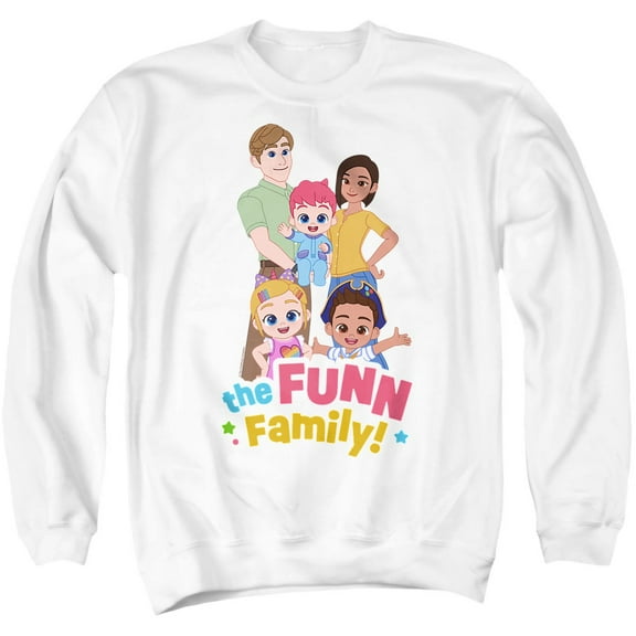 Bebefinn The Fun Family Unisex Adult Crewneck Sweatshirt, White, Medium