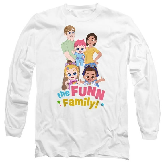 Bebefinn The Fun Family Unisex Adult Long-Sleeve T Shirt, White, 2X-Large
