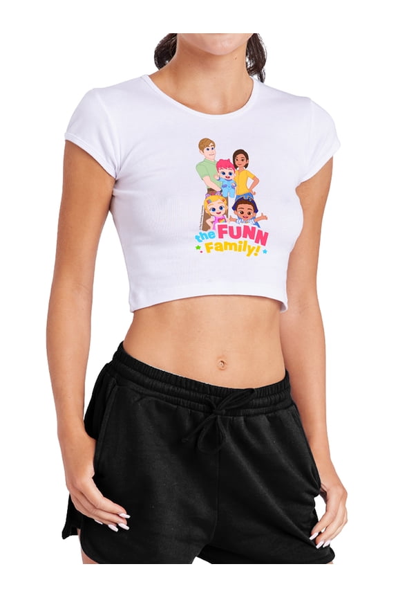 Bebefinn The Fun Family Women's Cap Sleeve Baby Rib Crop Top, White, X-Large