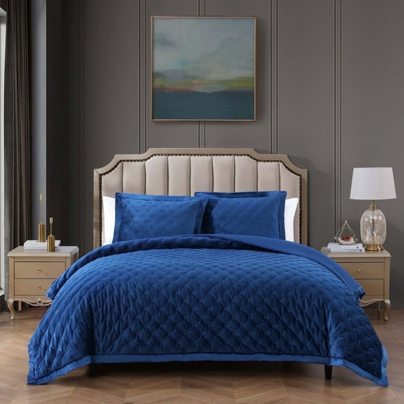 Bebejan 3 Piece Velvet Comforter Set, Queen ,Cozy Comfort
