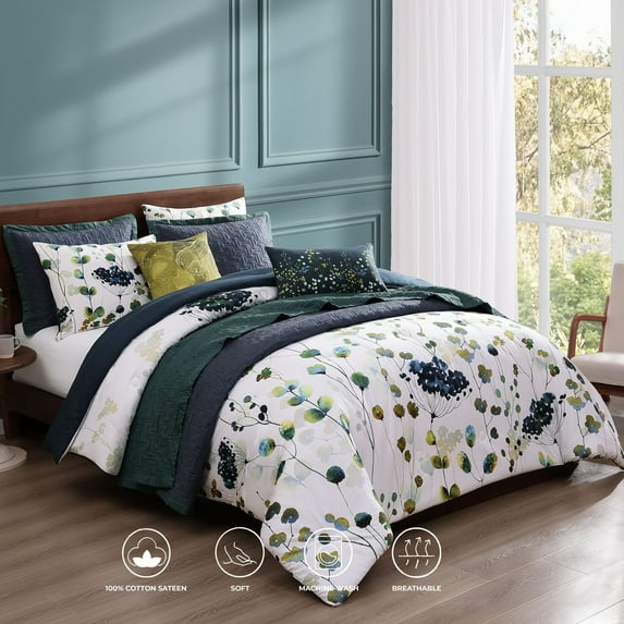 Bebejan Abstract Vines 8 Piece Reversible Comforter & Coverlet Set - Queen