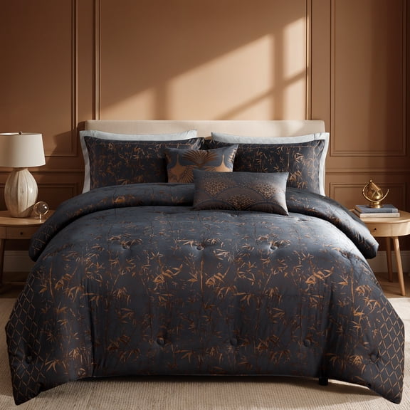 Bebejan Bamboo Tree 5 Piece Comforter Set, Queen