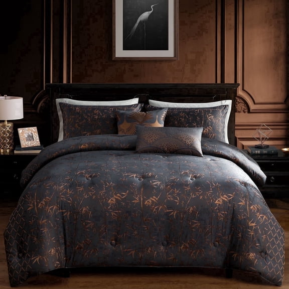 Bebejan Bamboo Tree 5 Piece Comforter Set, Queen
