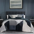 thumbnail image 1 of Bebejan Geo Fusion 5 Piece Comforter Set, Queen, Blue,  100% Cotton Sateen, Reversible, All Season, Cozy Comfort, 1 of 10