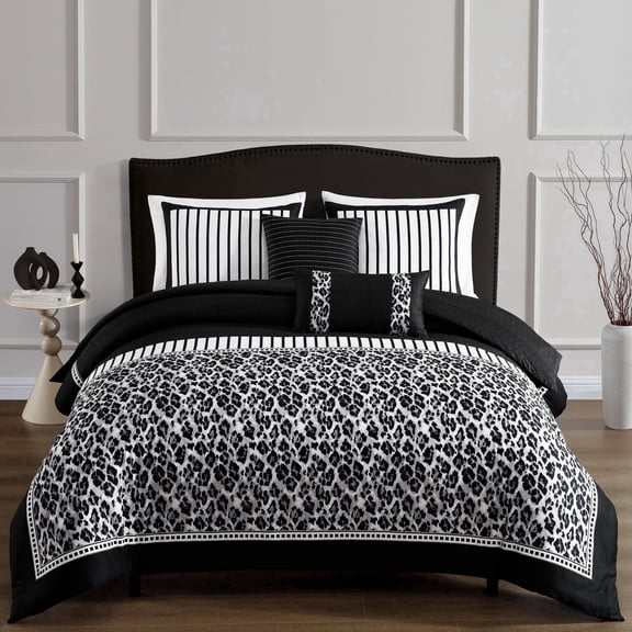 Bebejan Jaguar 5 Piece Reversible Comforter Set, Queen, 100% Cotton Sateen, All Season Cozy Comfort