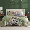 thumbnail image 1 of Bebejan Lilac Cascade 5 Piece Comforter Set, King, Green, 100% Cotton Sateen, Reversible, All Season, Cozy Comfort, 1 of 10