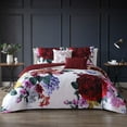 thumbnail image 1 of Bebejan Magenta Floral 5 Piece Comforter Set, Queen, 100% Cotton Sateen, Reversible, All Season, Cozy Comfort, 1 of 11