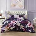 thumbnail image 1 of Bebejan Morning Glory 5 Piece Comforter Set, Purple, King,  100% Cotton Sateen, Reversible, All Season, Cozy Comfort, 1 of 10