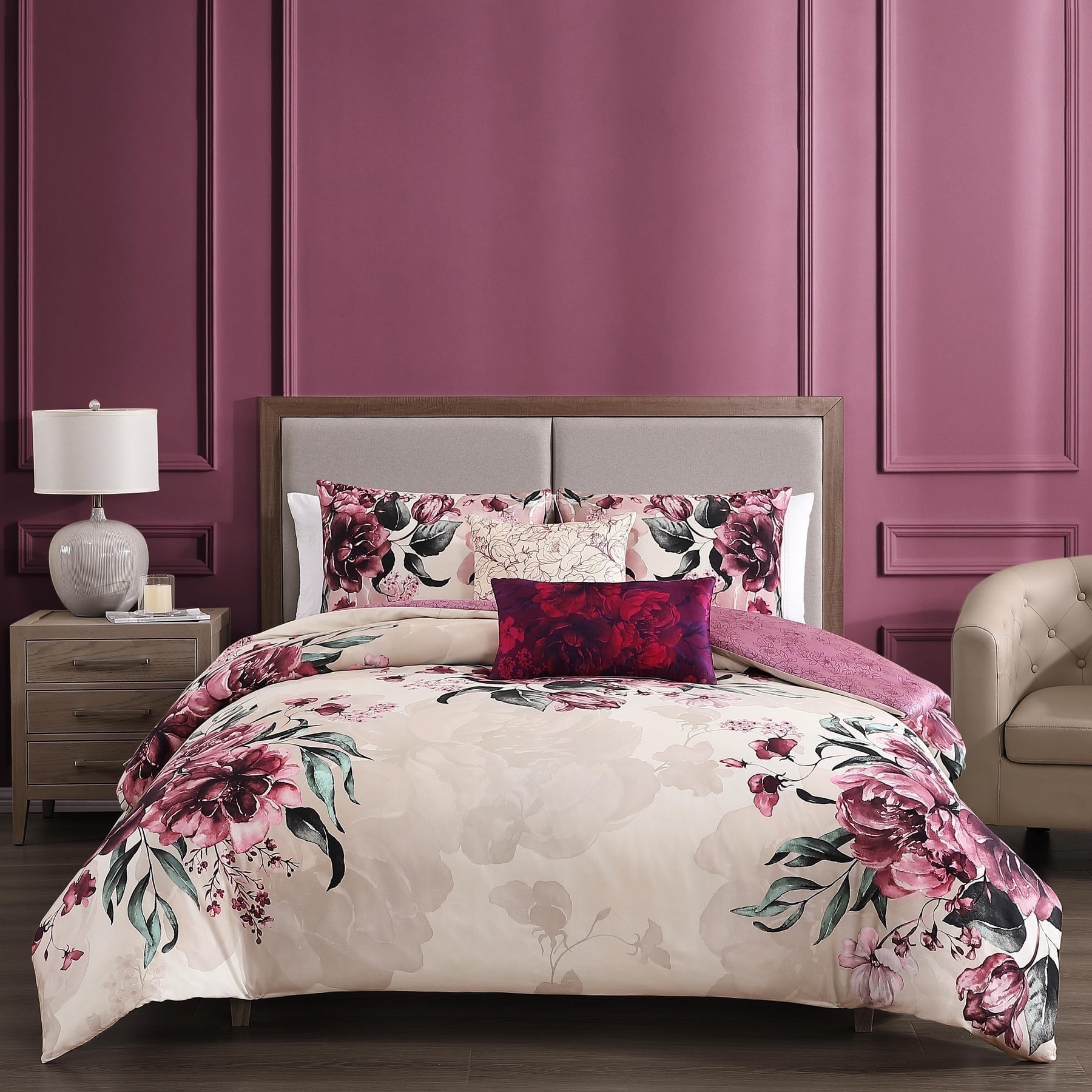 Plum Haze Queen Cotton Sateen Reversible Comforter Set