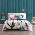thumbnail image 1 of Bebejan Tropical Fusion 5 Piece Comforter Set, Queen, Teal, 100% Cotton Sateen, Reversible, All Season, Cozy Comfort, 1 of 7
