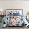 thumbnail image 1 of Bebejan Turquoise Reverie 5 Piece Comforter Set, King, 100% Cotton Sateen, Reversible, All Season, Cozy Comfort, 1 of 10
