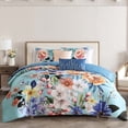 thumbnail image 1 of Bebejan Turquoise Reverie 5 Piece Comforter Set, Queen, 100% Cotton Sateen, Reversible, All Season, Cozy Comfort, 1 of 10
