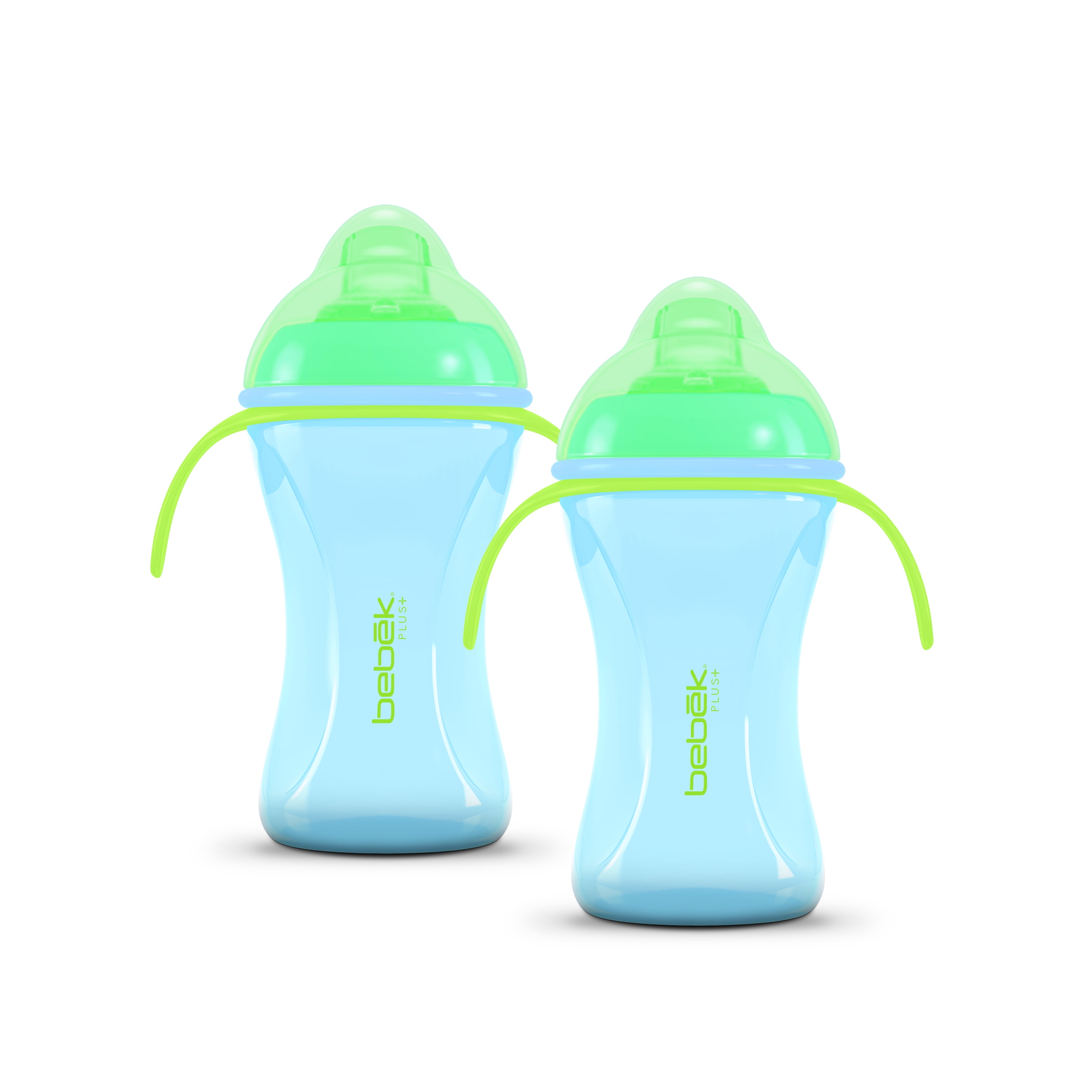 Bebek 8 oz, Silicone Soft Spout Bottle w Handles Light Blue.