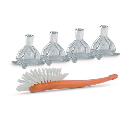 Bebek SensoFlo Anti-Colic Nipples Slow Hospital Grade Silicone with baby Bottle/Nipple Brush