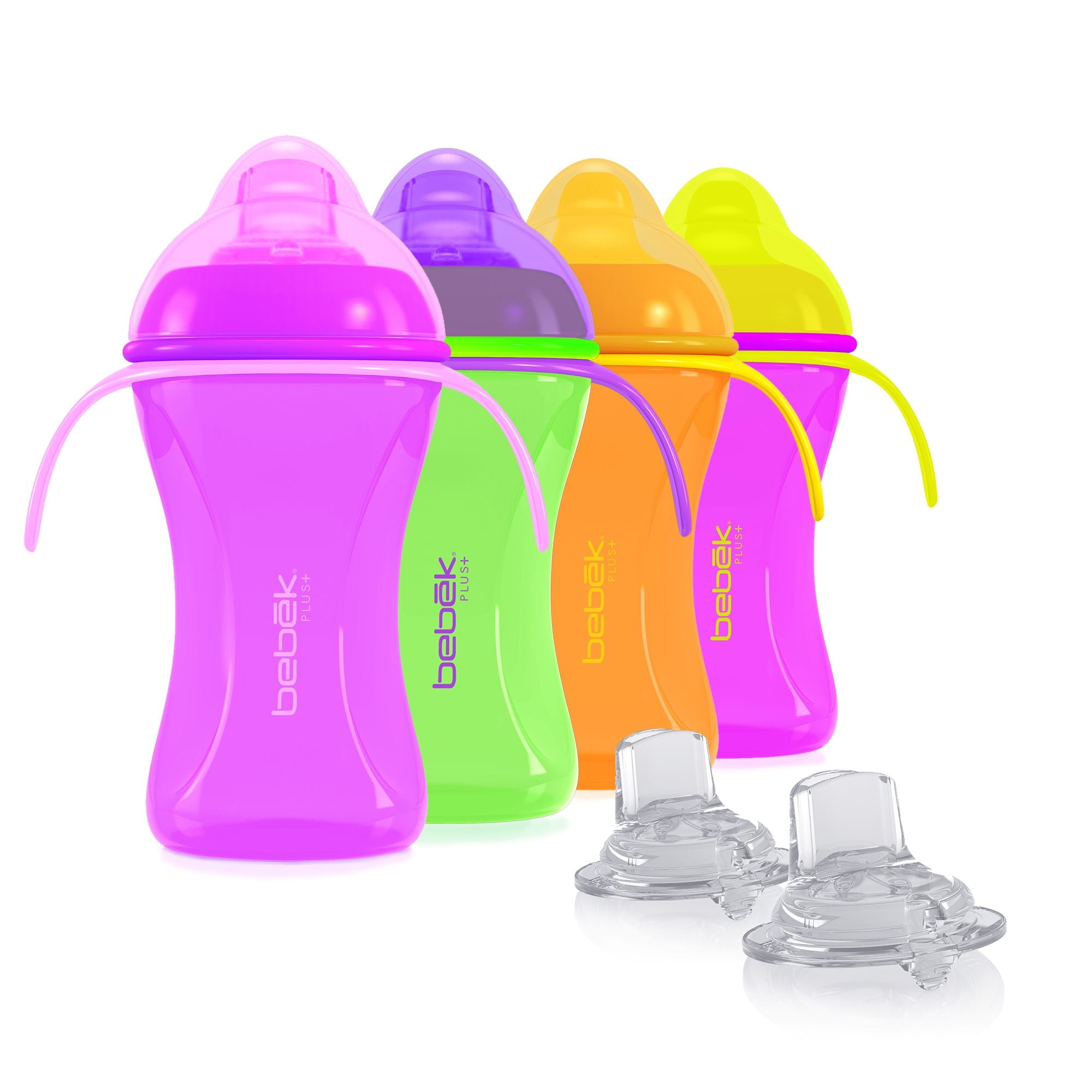 Bebek Soft and Flexible Spout w/Handles Cup + extra Spouts Combo (set of 4)
