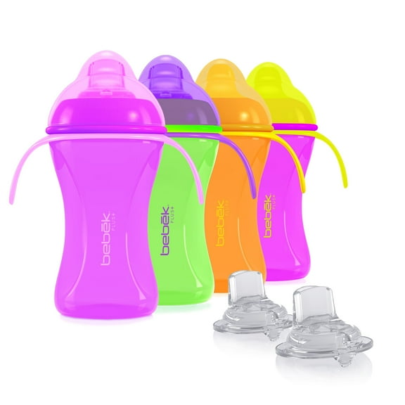 Bebek Soft and Flexible Spout w/Handles Cup + extra Spouts Combo (set of 4)