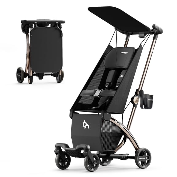 Beberoad Love R1 Auto-Folding Ultra Lightweight Travel Stroller for Airplane, Small Compact Strollers for Babies and Toddlers Aged 6-36 Mths, Only 11.5 lbs, Can Combine into a Double Stroller, Black