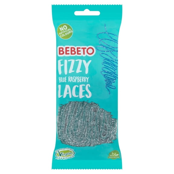 Bebeto Fizzy Blue Raspberry Laces 160g (pack of 12)