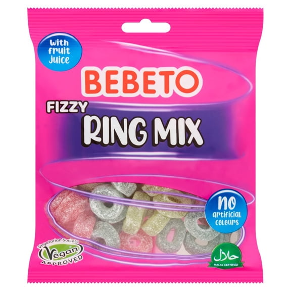 Bebeto Fizzy Ring Mix 150g (pack of 10)