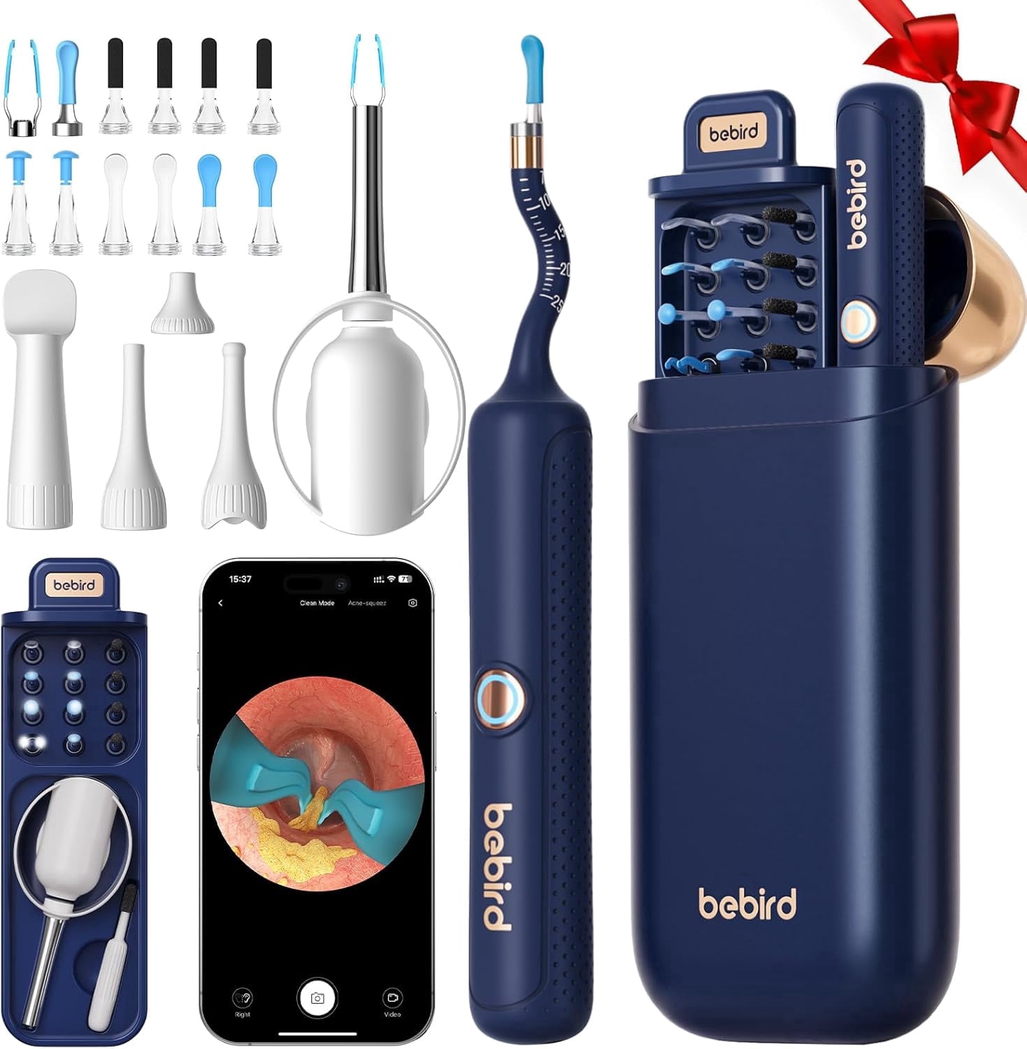 Bebird Earsight Plus Ear Wax Removal Tool Camera, FSA HSA Eligible Items, Ear Cleaner with Flexible Ear Camera Otoscope, Visual Ear Pick Tweezers Wax Remover, Ear Cleaning Kit for Family