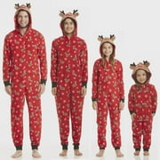 Bebiullo Christmas Family Matching Hoodie Pajamas Reindeer Romper Long Sleeve One Piece Jumpsuit Zipper Pjs for Adult Kids Baby