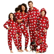 Bebiullo Family Matching Christmas Pajamas Set String Lights One-Piece Romper with Hood for Family