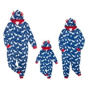 Bebiullo Christmas Family Matching Romper Nightwear Deer Tree Print Zip-up Hooded Long Jumpsuit Pajamas Kids-6-7 Years