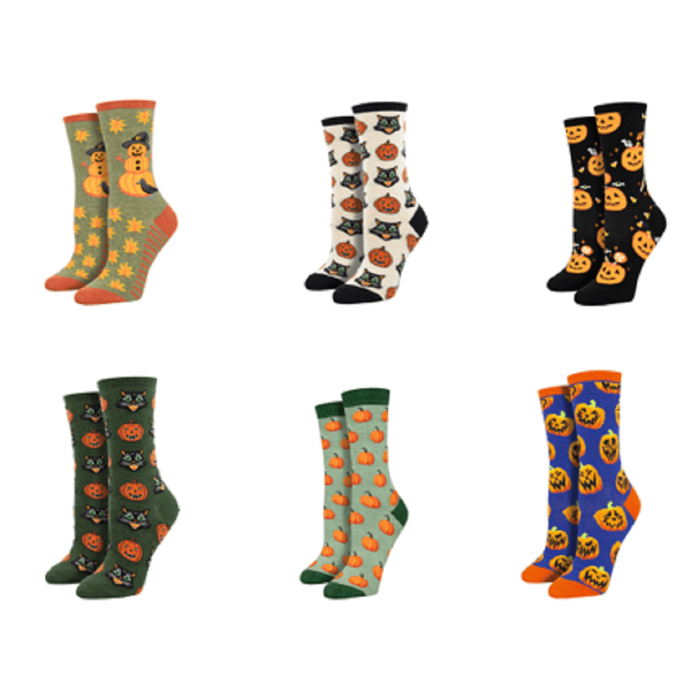 Bebiullo Halloween Novelty Crew Socks Pumpkins Ghost Witch Funny